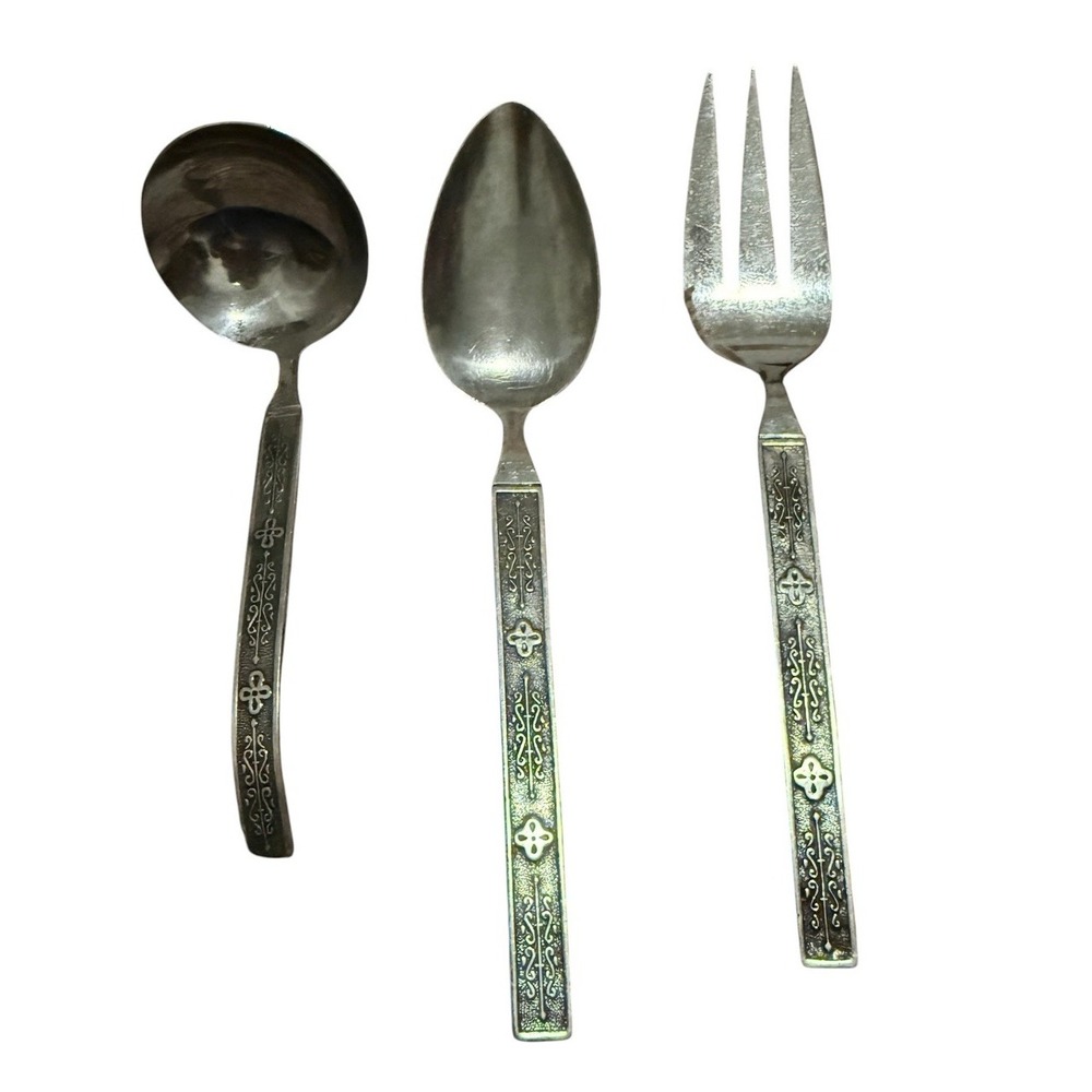 Vintage Nasco Kashmir Greta Flatware Serving 3 Piece